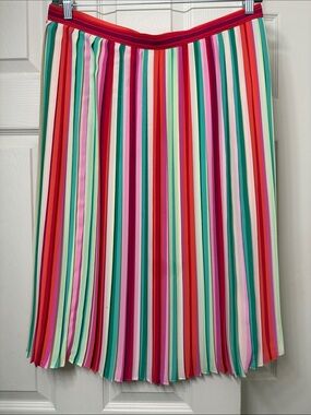 J. Crew Multicolor Vertical Stripe Pleated Skirt